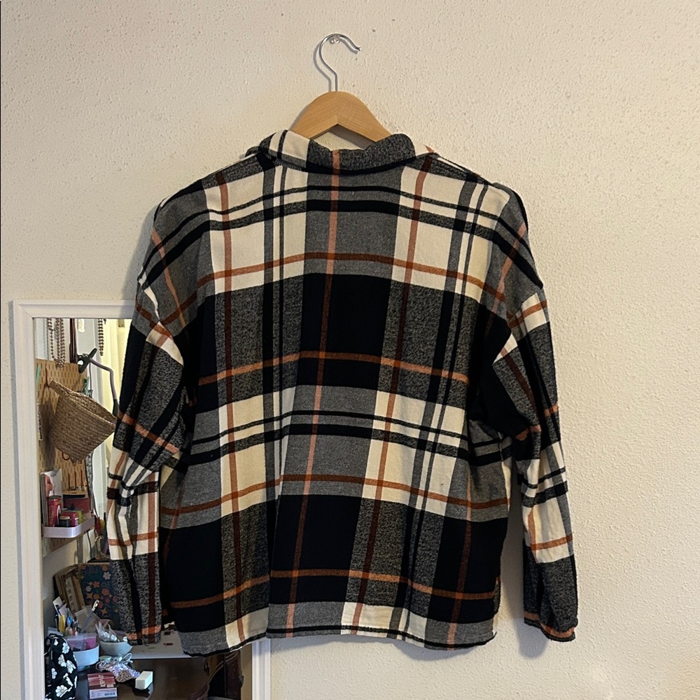 Madewell Boxy Plaid Flannel Button Up Shirt size Large - Picture 2 of 6